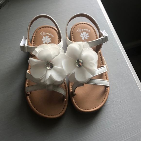 silver flower girl sandals